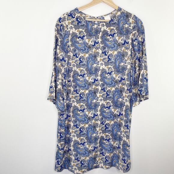 H&M Dresses & Skirts - H&M Multi-Color Blue Cream Paisley Print Sheath Mini Dress Women's Size 8